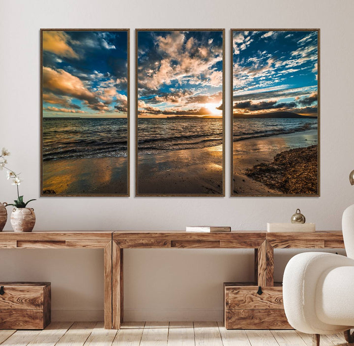 Beach Wall Art - Ocean Sunset Canvas.