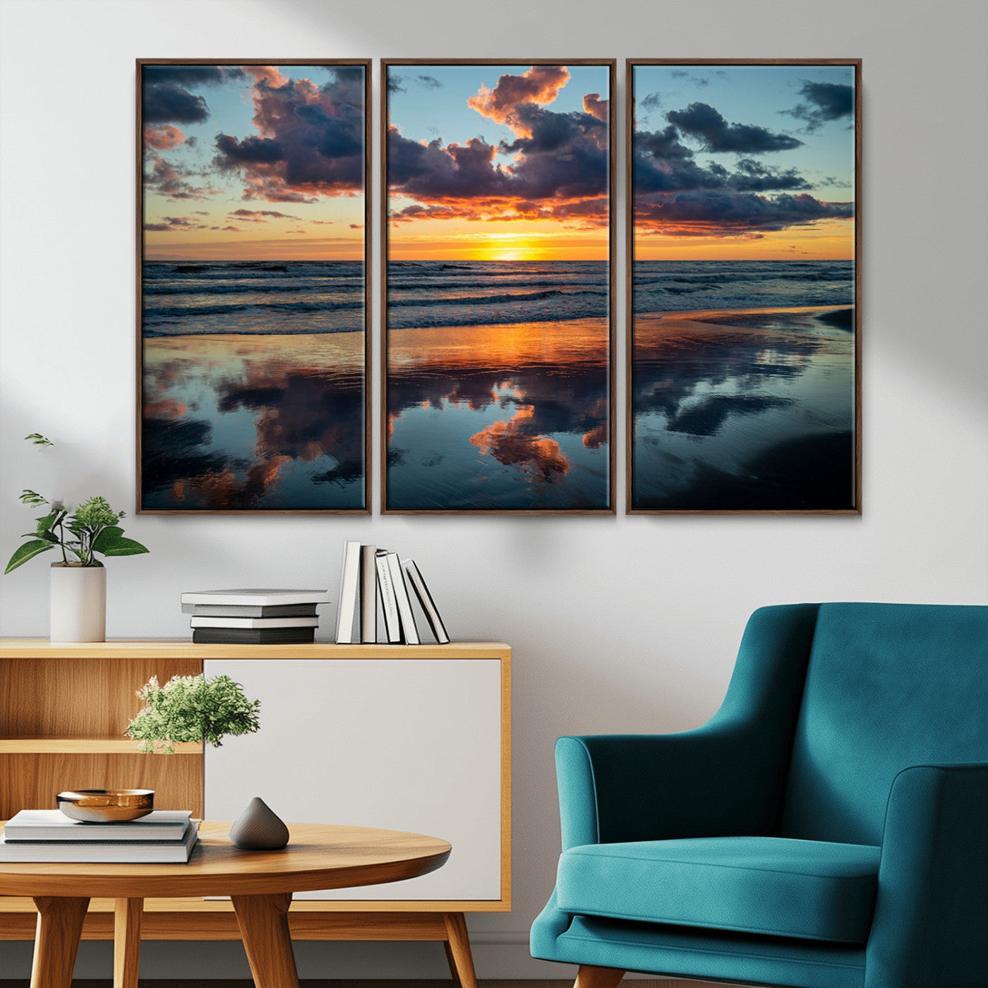 MGV-FC-48X32-3P - Cloudy Weather At The Beach Wall Art Canvas Print