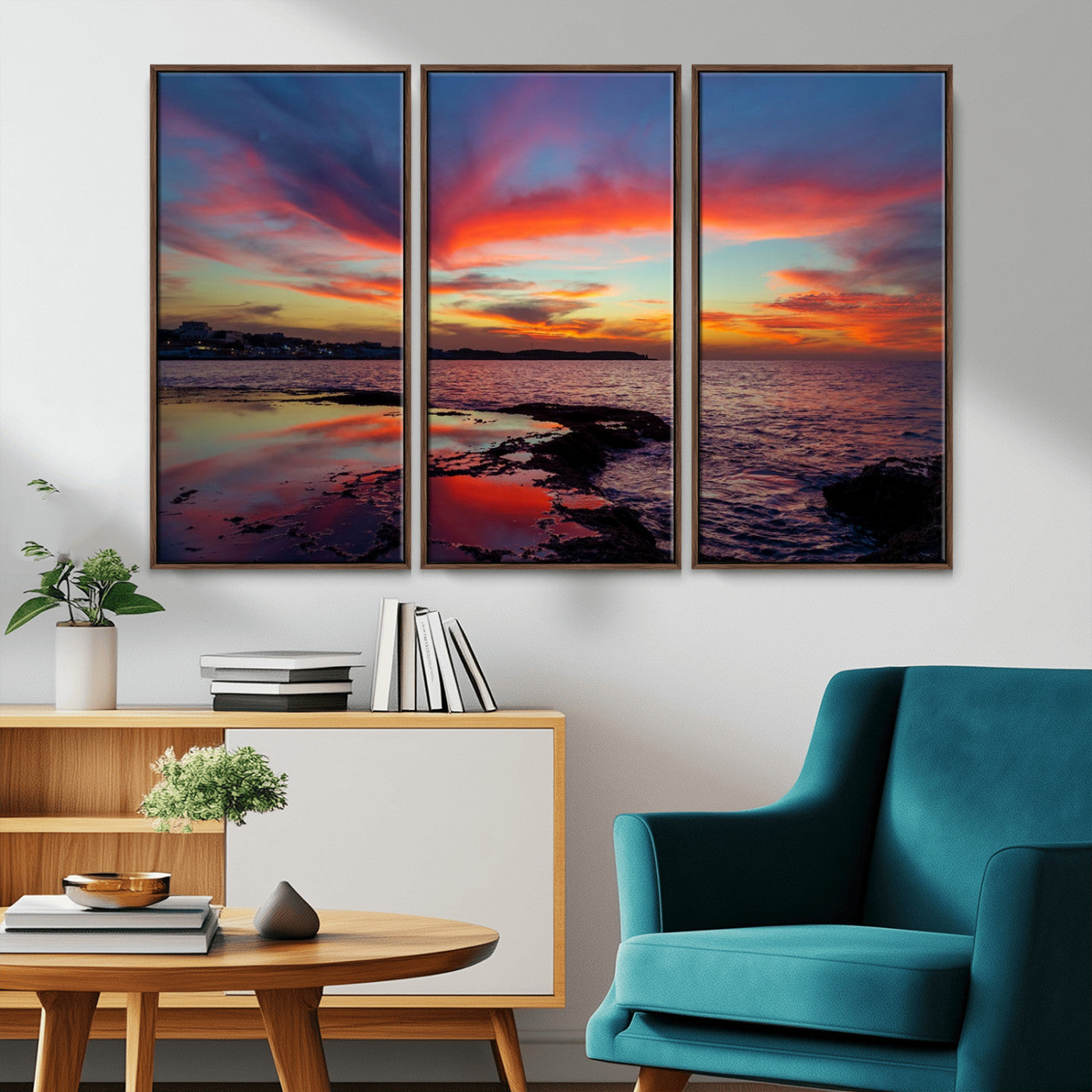 MGV-FC-48X32-3P - Glorious Sunset on The Beach Wall Art Canvas Print