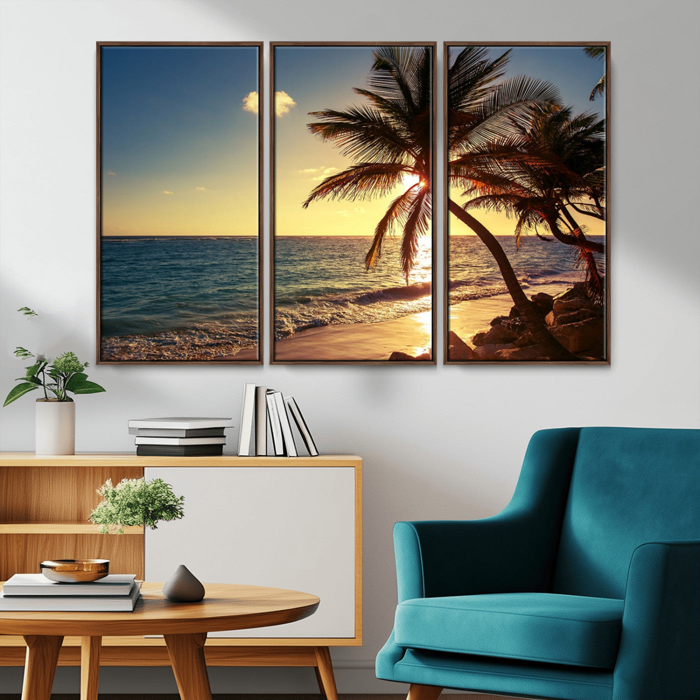 MGV-FC-48X32-3P - Sunset Palm Trees Wall Art Canvas Print