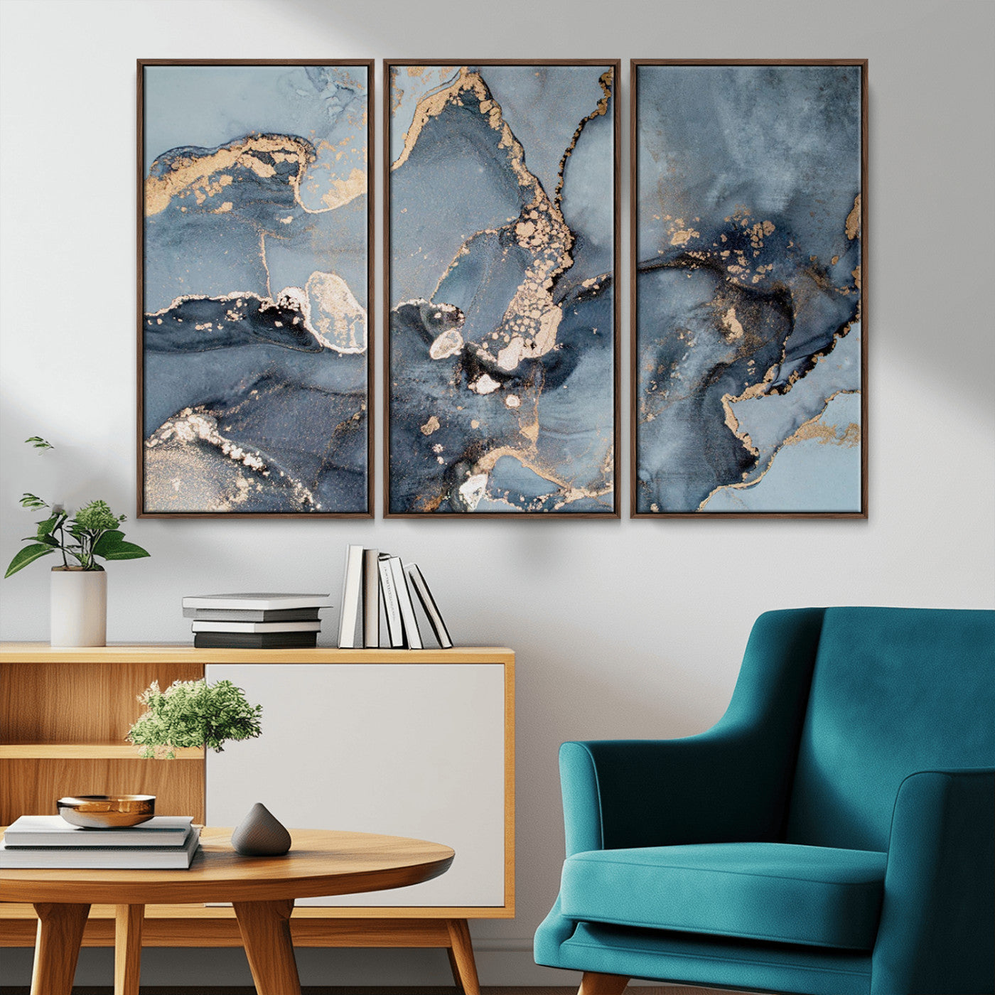MGV-FC-48X32-3P - Multipanel Marble Fluid Effect Wall Art Abstract Canvas Wall Art Print