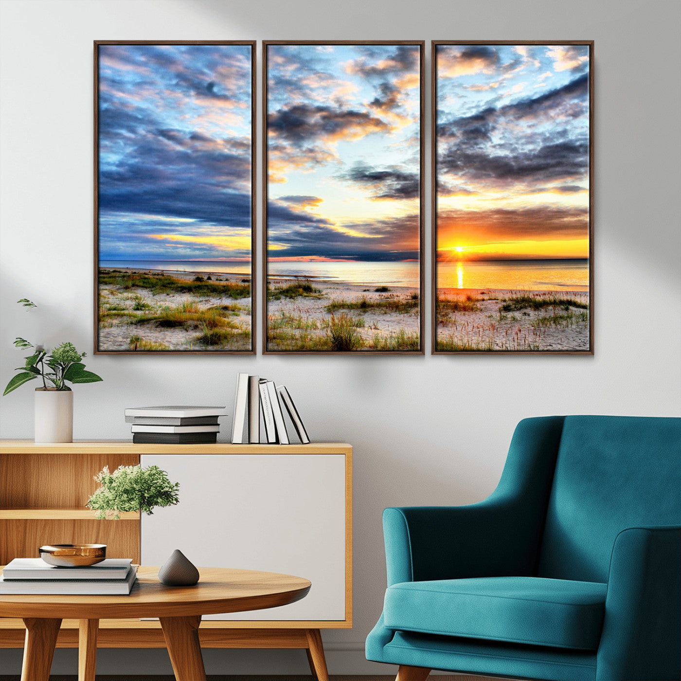 MGV-FC-48X32-3P - Sunset On The Ocean Wall Art Canvas Print