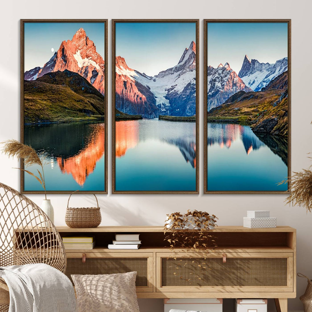 Landscape Mountain and Lake View Wall Art Canvas Print.