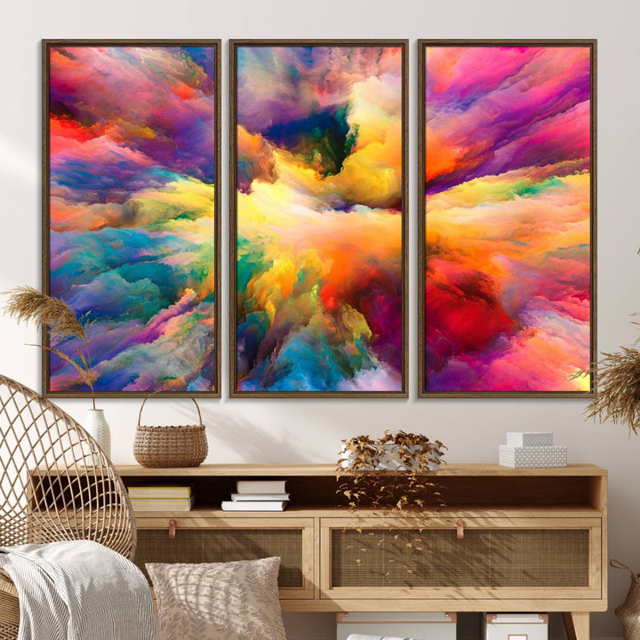 Blazing Vibrant Colors Cloud-like Wall Art Canvas Print adds flair to the space.