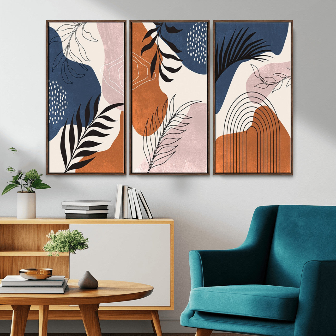 MGV-FC-48X32-3P - Boho Wall Art Canvas Print Set Mid-Century Prints Bohemian Wall Artwork Prints Boho Neutral,