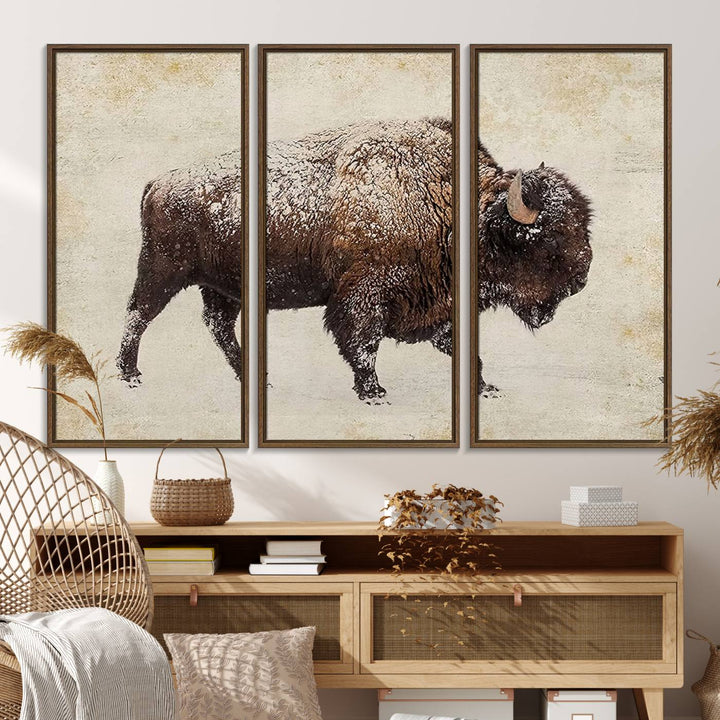 Buffalo Wall Art above a sideboard.