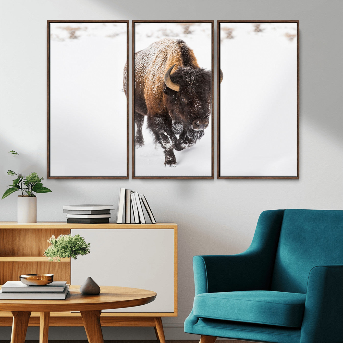 MGV-FC-48X32-3P - Bison Winter Wall Art Canvas Print For Farmhouse Decor