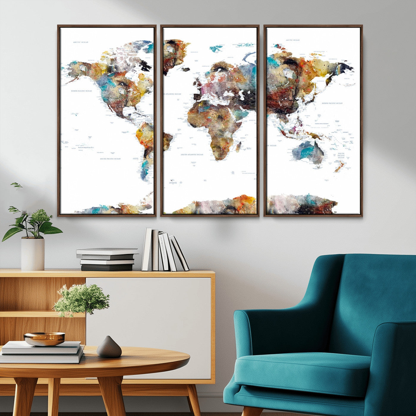 MGV-FC-48X32-3P - Push Pin World Map Canvas Print – Framed Wall Art for Couples to Track Their Travels – Anniversary