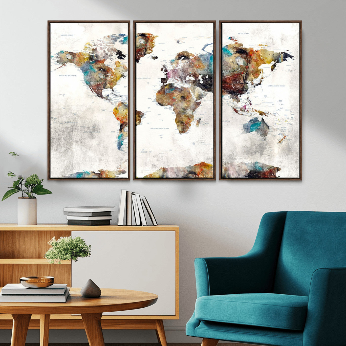 MGV-FC-48X32-3P - Push Pin World Map Canvas Print – Framed Wall Art for Couples to Track Their Travels – Anniversary
