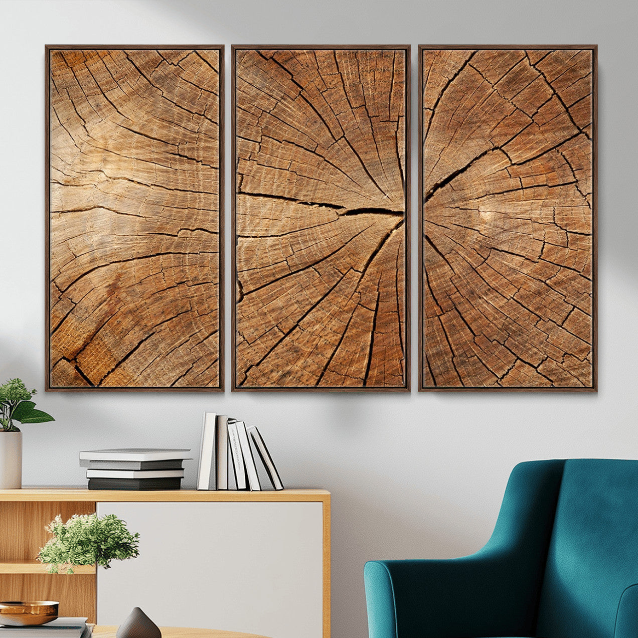 61710-MGV-CV-36X24 - Tree Ring Canvas Art, Rustic Wood Grain Wall Art, Tree Slice Decor for Modern Homes, Giclee