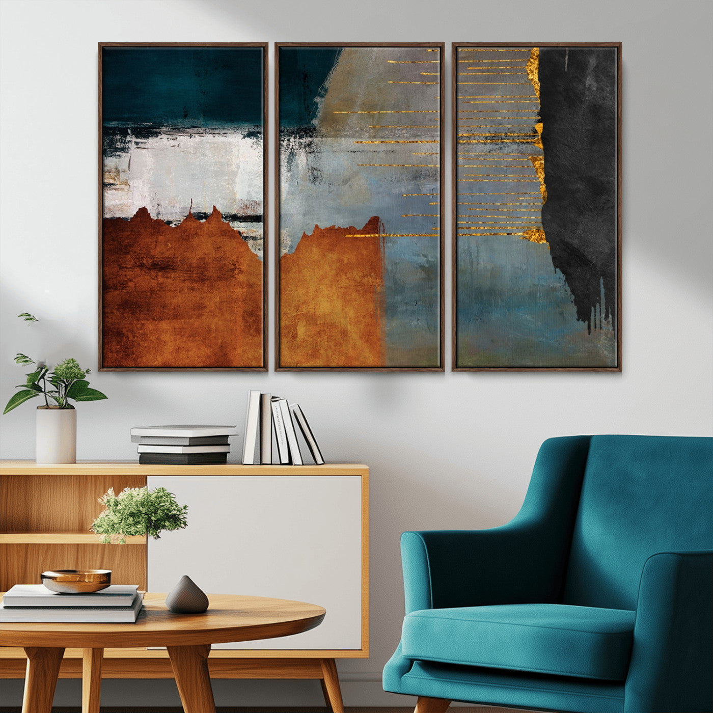 MGV-FC-48X32-3P - Modern Abstract Canvas Art Canvas Print - Framed and Ready to Hang Artwork for Contemporary Living Room or Office Decor
