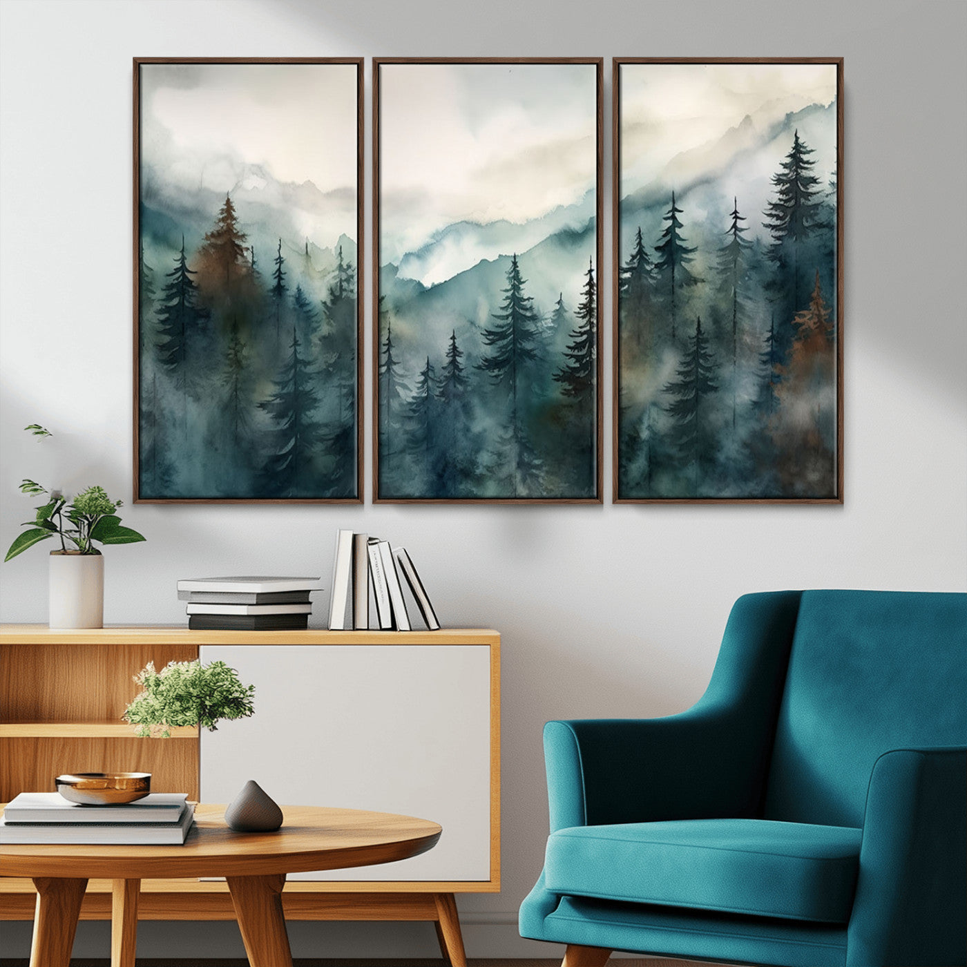 48468-MGV-CV-36X24-Serenity Forest Wall Art Canvas | Foggy Mountain Landscape Canvas Print for Living Room or Office | Nature-Inspired Woodland Decor