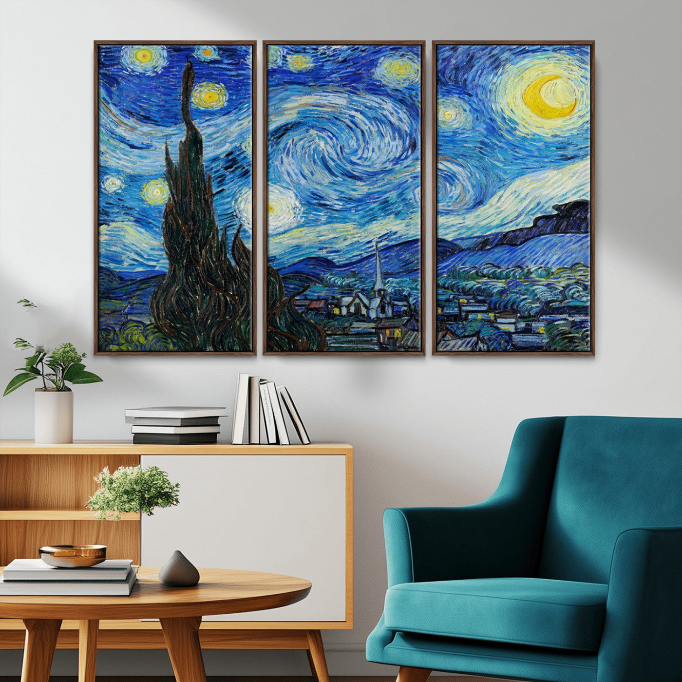 MGV-FC-48X32-3P - Vincent Van Gogh The Starry Night Abstract Wall Art Canvas Print