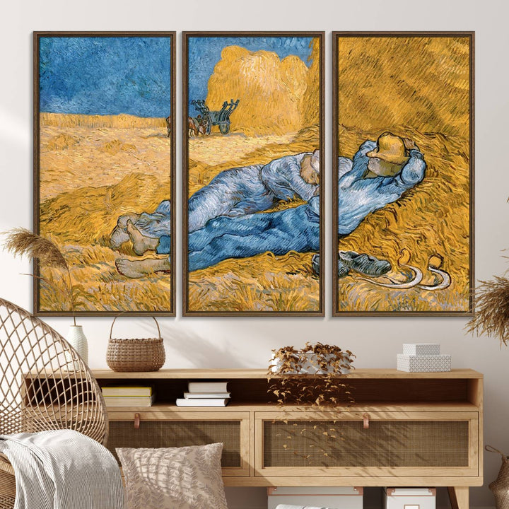 A Vincent Van Gogh Nature canvas print depicting resting farmers.