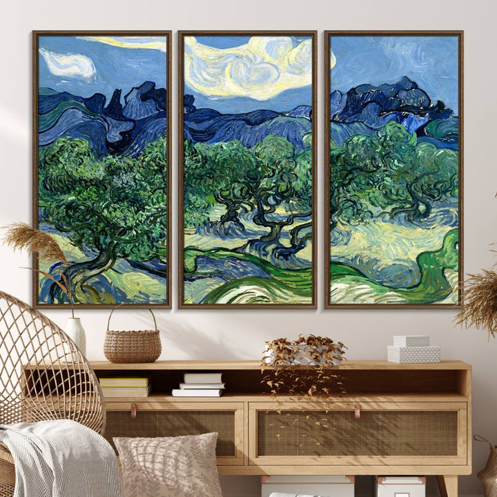 A museum-quality Olive Trees Van Gogh wall art canvas print, ready to hang.