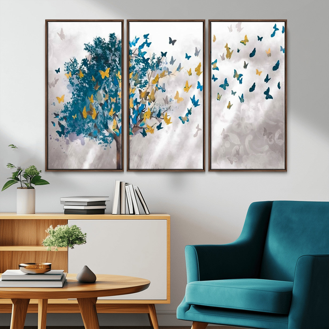 MGV-FC-48X32-3P - Tree Butterfly Abstract Tree and Butterfly Wall Art Canvas Print