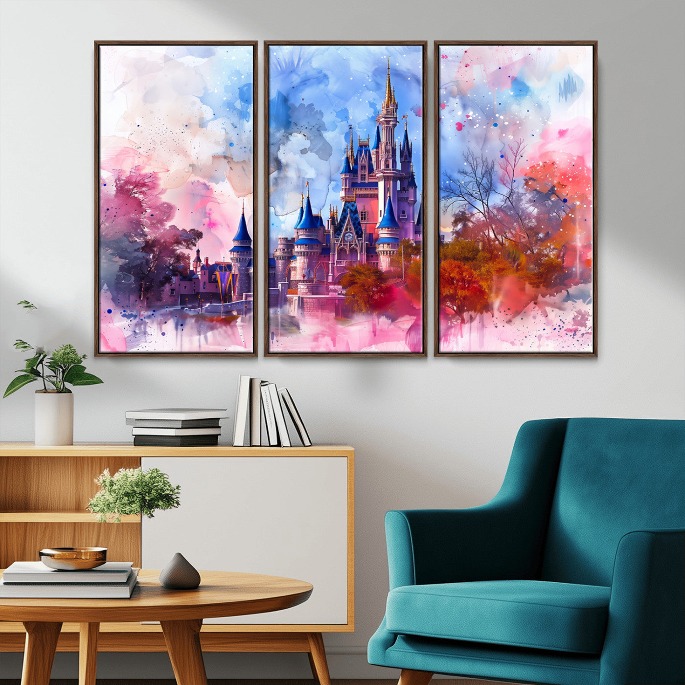MGV-FC-48X32-3P - Disney Wall Art: Dreamy Watercolor Cinderella Castle Canvas Print