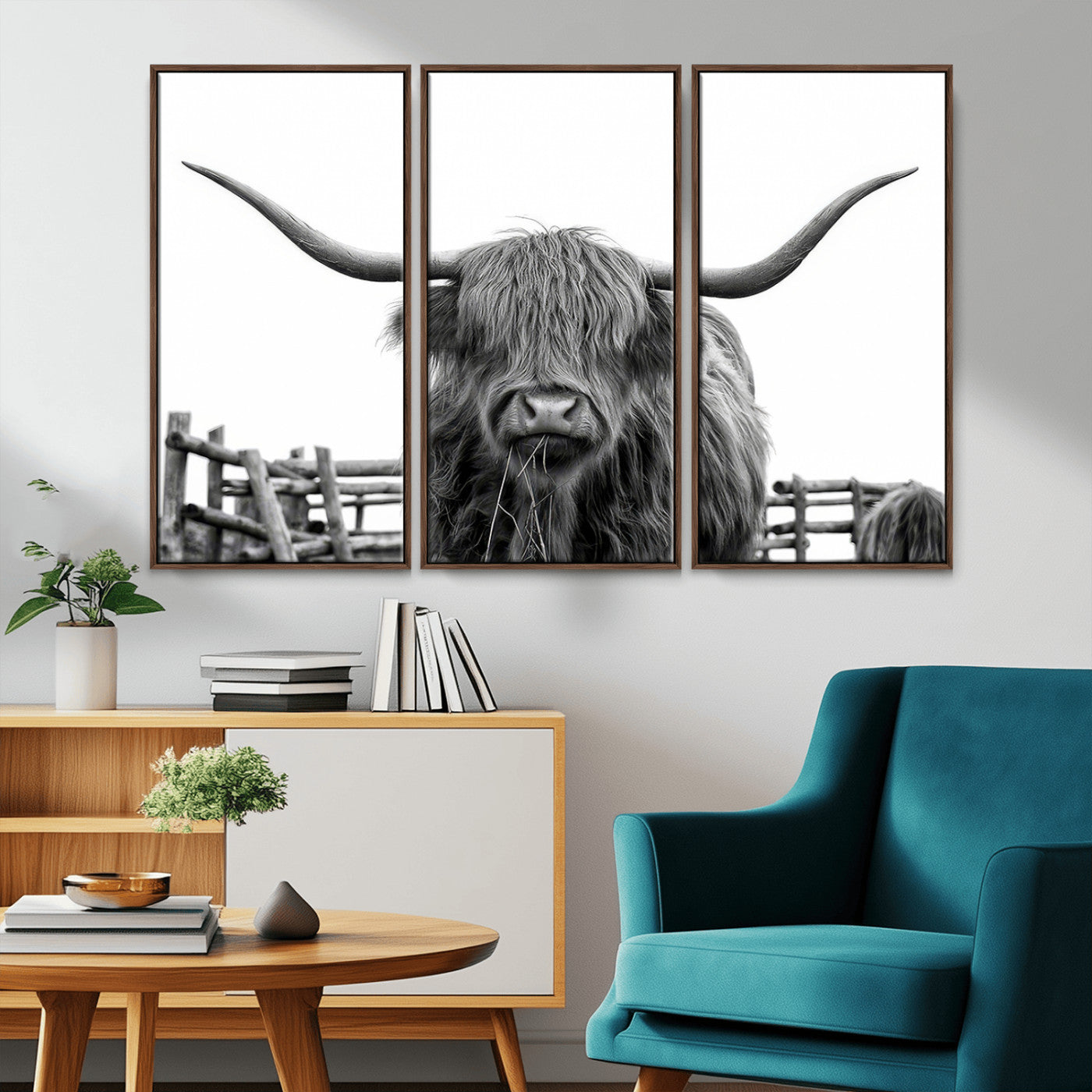 MGV-FC-48X32-3P - Longhorn Canvas Print, Bighorn Cow Wall Art Canvas Print