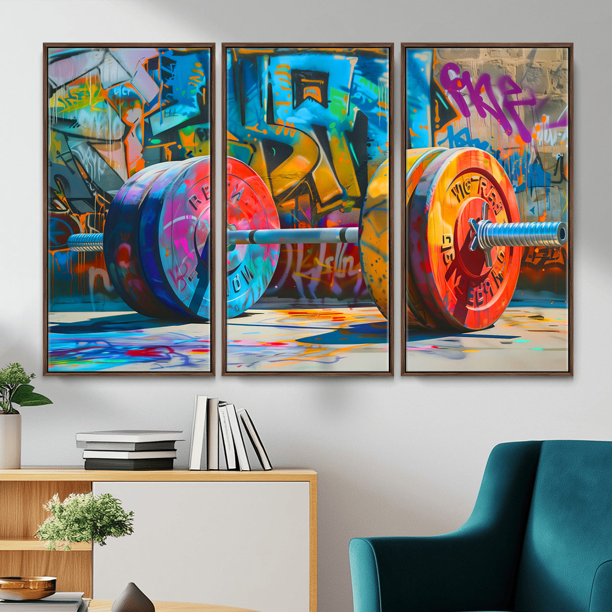 70871-MGV-CV-36X24 - Fitness Gym Barbell Graffiti Wall Art Canvas Print