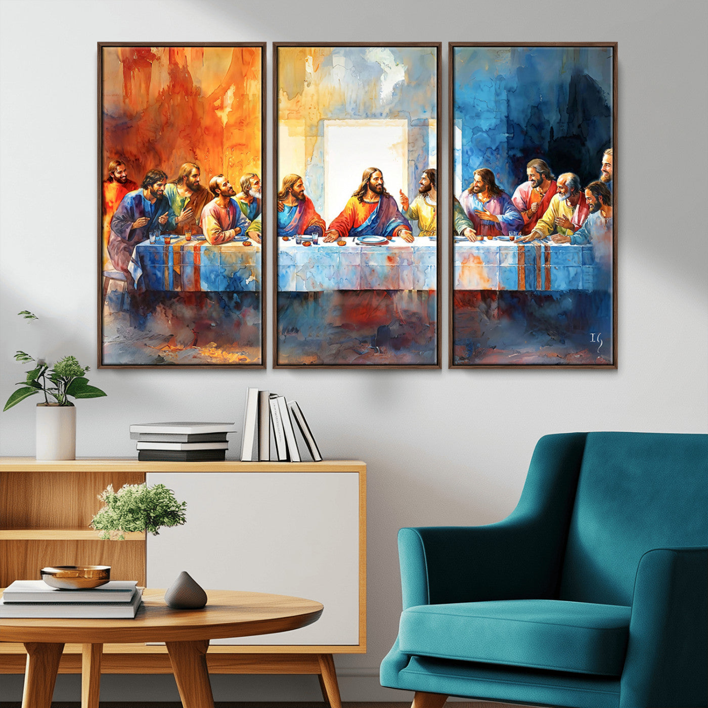 MGV-FC-48X32-3P - Abstract Waterolor The Last Supper Wall Art