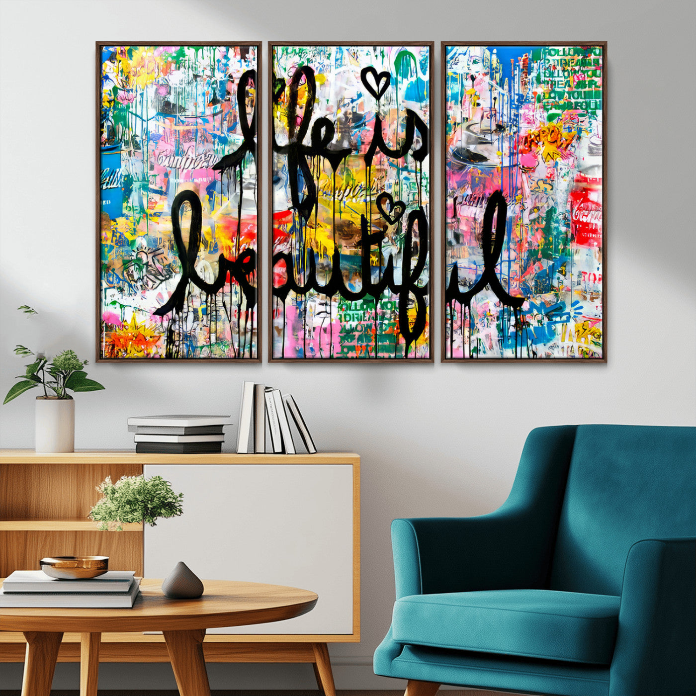 MGV-FC-48X32-3P - Life Beautiful Wall Art Canvas Print | Graffiti Wall Art Canvas Print