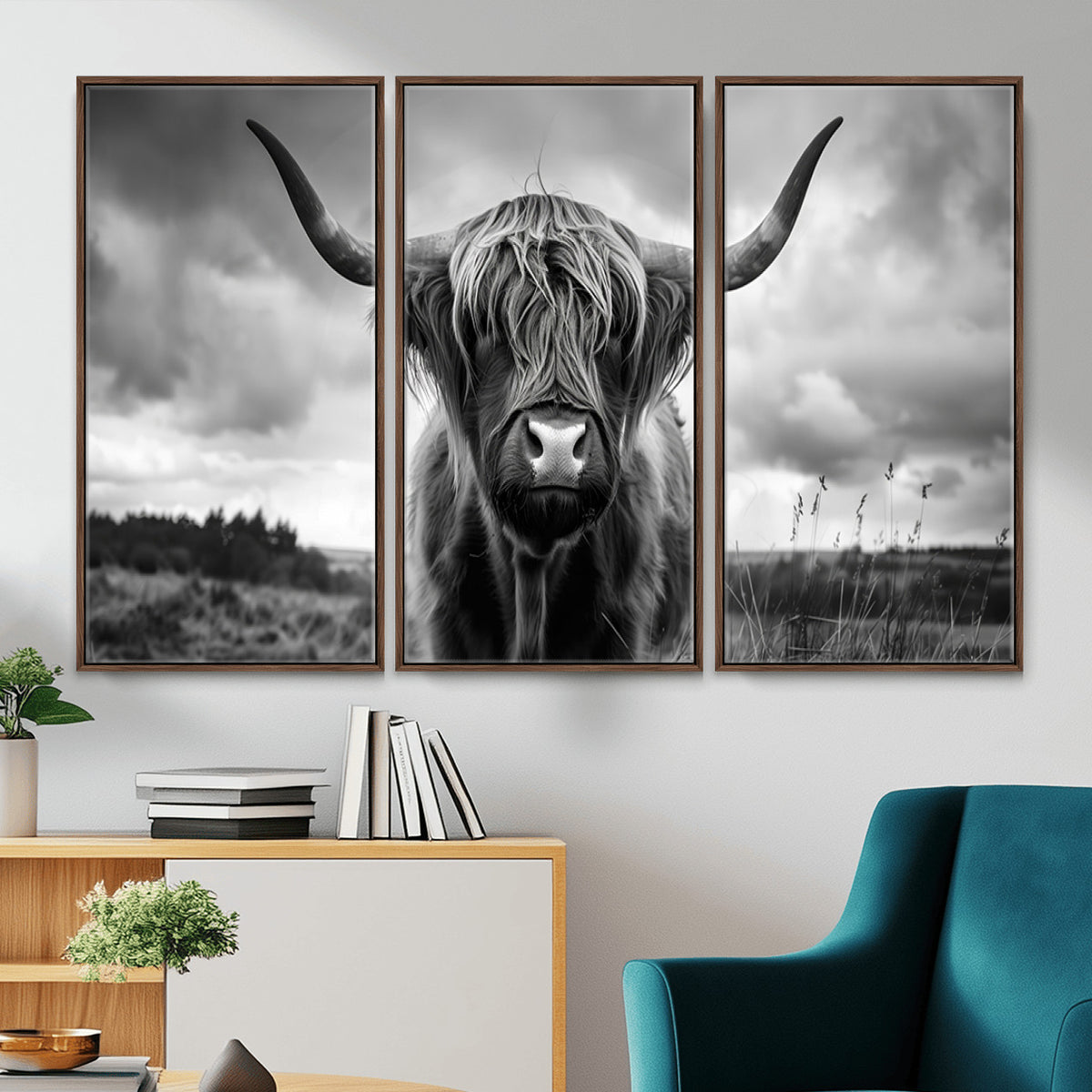 17924-_Poster-30x20 - Scottish Cow Wall Art Canvas Print, Longhorn Wall Art