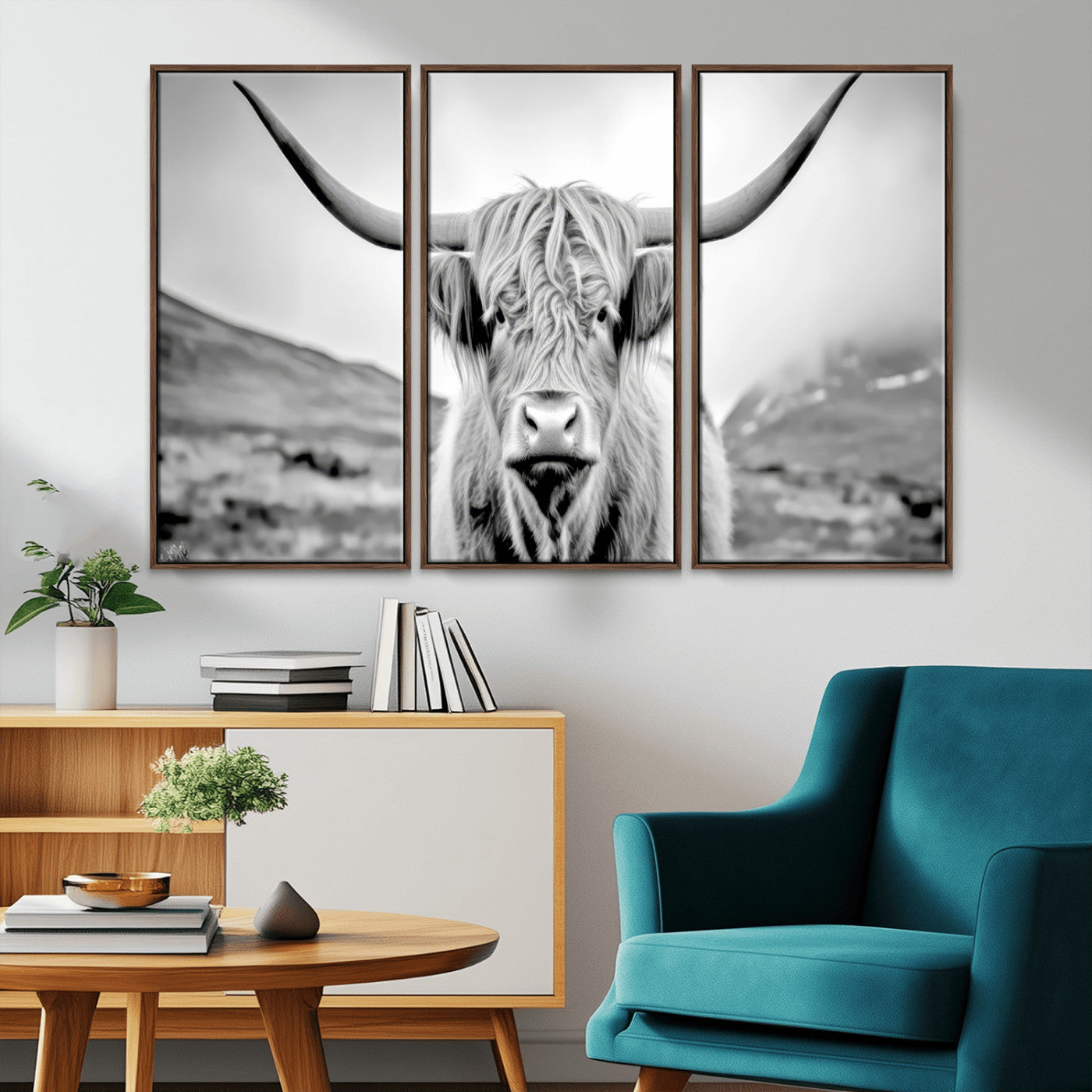 MGV-FC-48X32-3P - Scottish Cow Wall Art Canvas Print