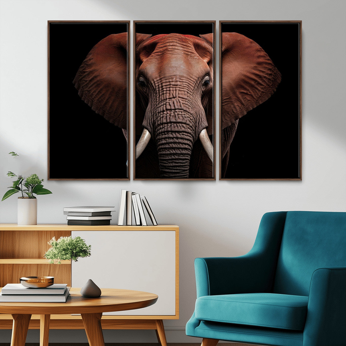 -Wild Elephant Wall Art Canvas Print, Africa Savannah Wild Animal Wall Decor Print