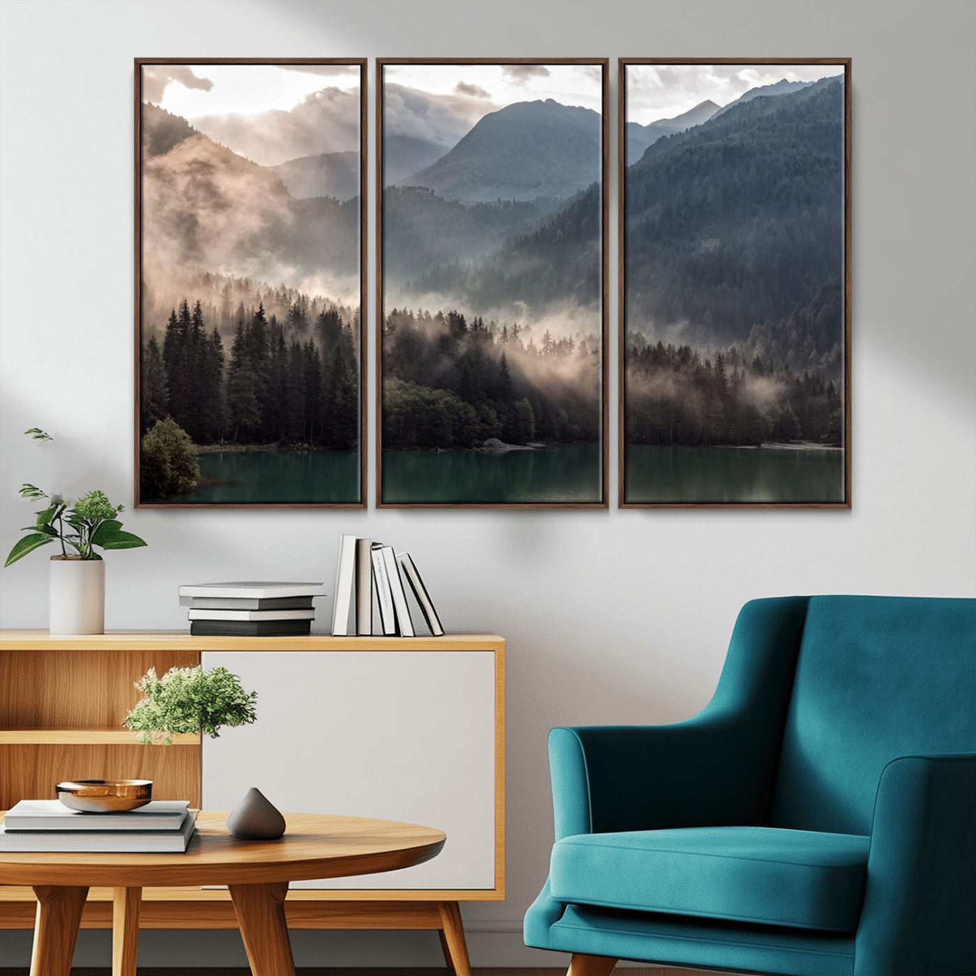MGV-FC-48X32-3P - Foggy Mountain Canvas Print Forest Wall Art