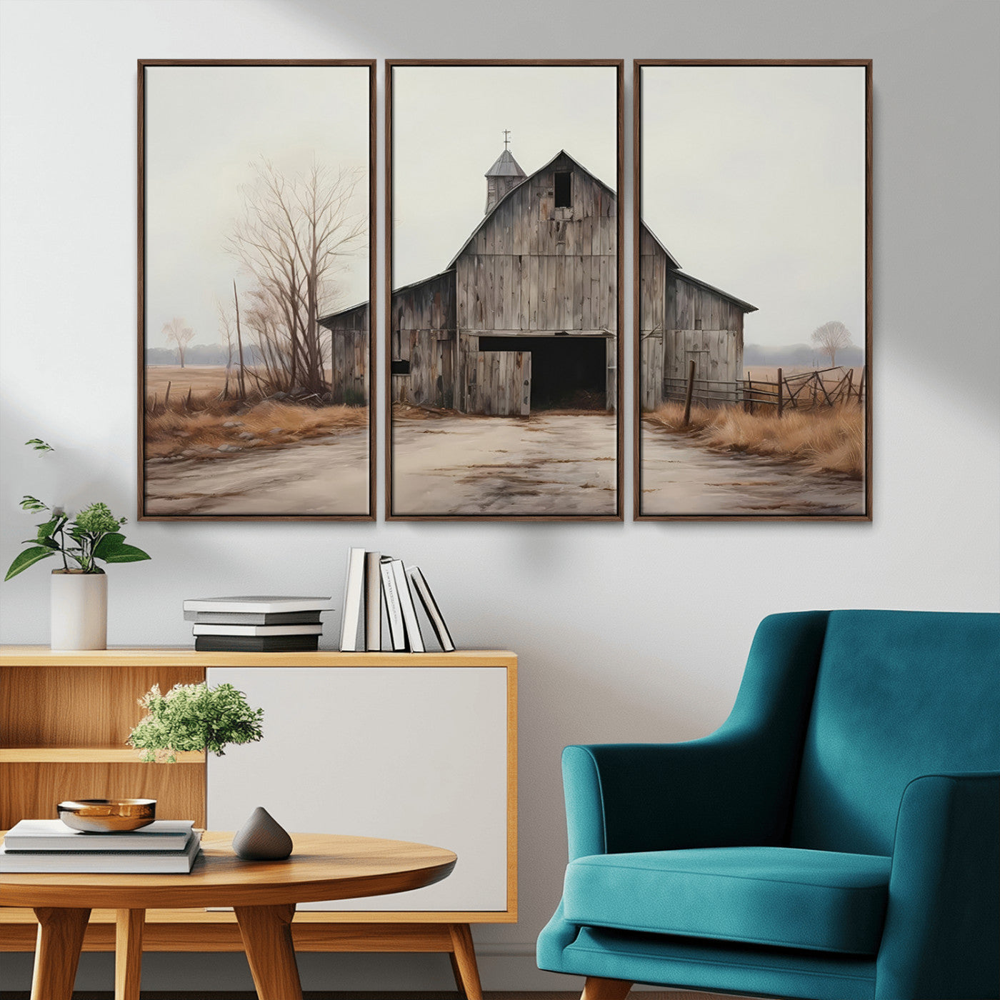 MGV-FC-48X32-3P - Farmhouse Rustic Barn Wall Art Canvas Print – Framed and Ready to Hang – Perfect Addition to Farmhouse Wall Décor
