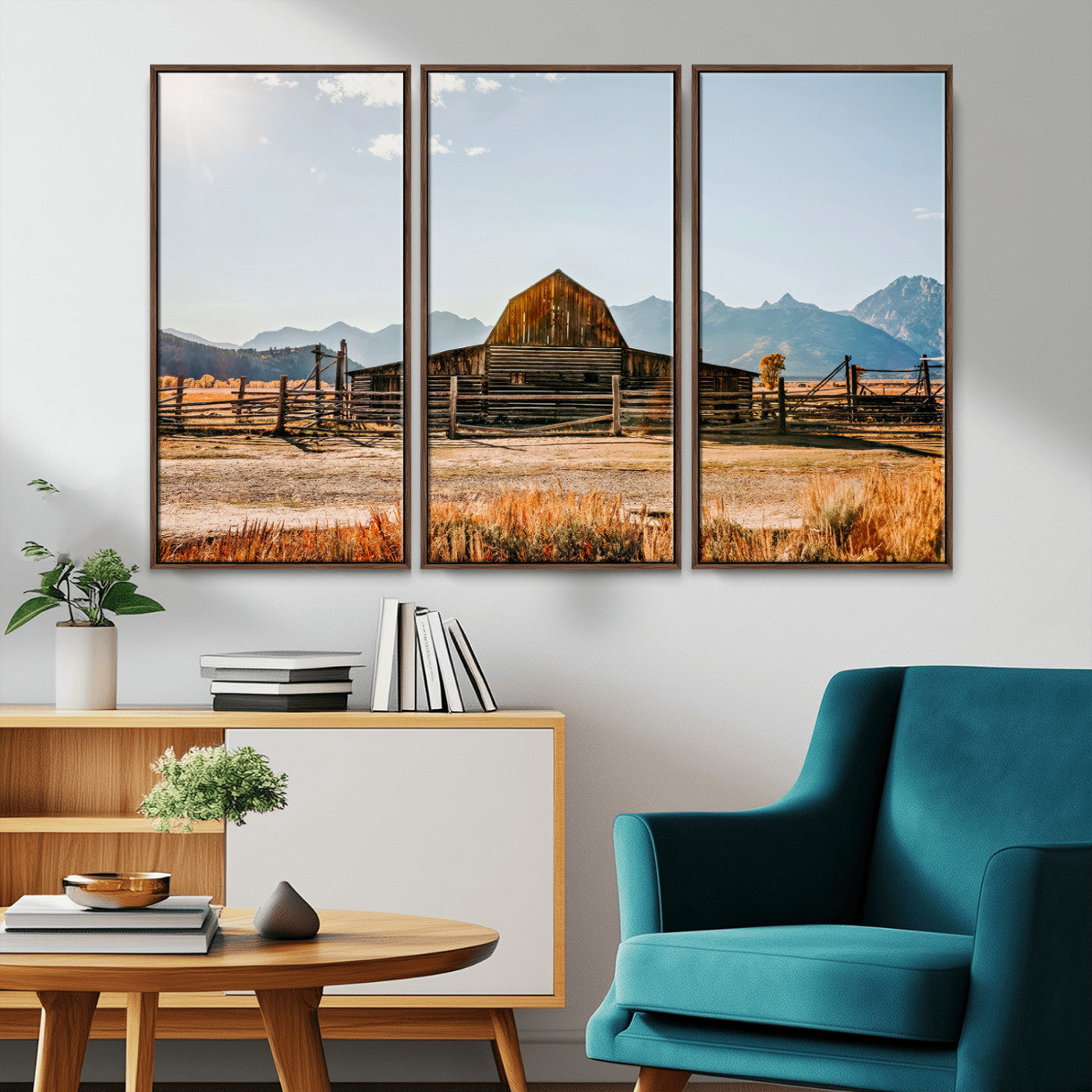 MGV-FC-48X32-3P - Vintage Old Barn Field Wall Art Canvas Print for Farmhouse Decor - Rustic Barn Wall Art Canvas Print