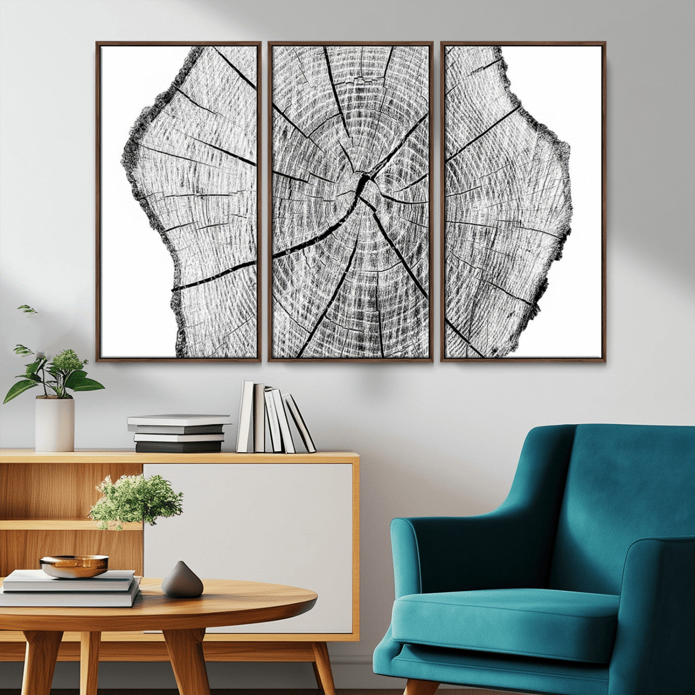 -Rustic Tree Ring Wall Art Canvas Print – Framed and Ready to Hang – Perfect for Nature-Inspired and