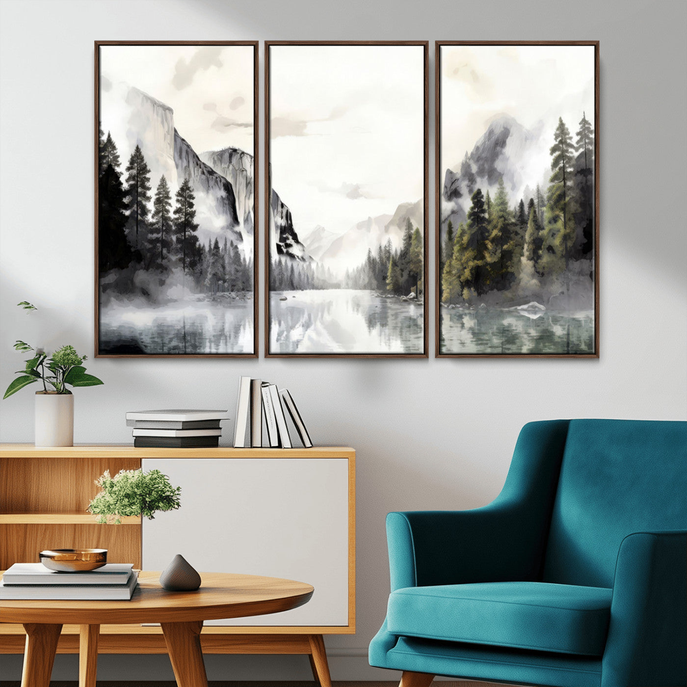 MGV-FC-48X32-3P - Yosemite Valley Wall Art Canvas Print – Framed and Ready to Hang – Majestic Nature Landscape Décor