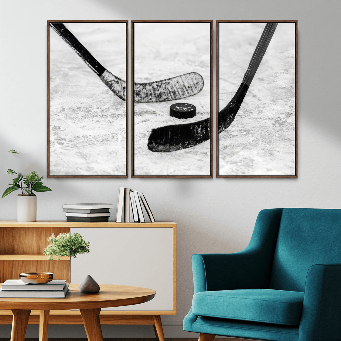 MGV-FC-48X32-3P - Winter Ice Hockey Sport Canvas Wall Art Print - Hockey Wall Art Print