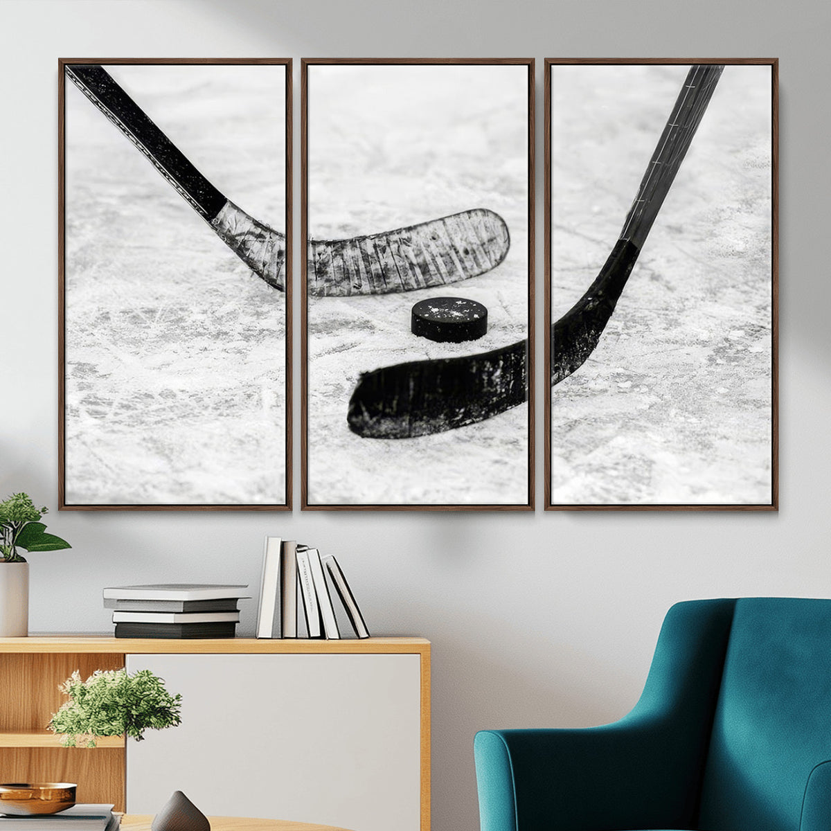 82900-MGV-CV-36X24 - Winter Ice Hockey Sport Canvas Wall Art Print, Hockey Wall Decor