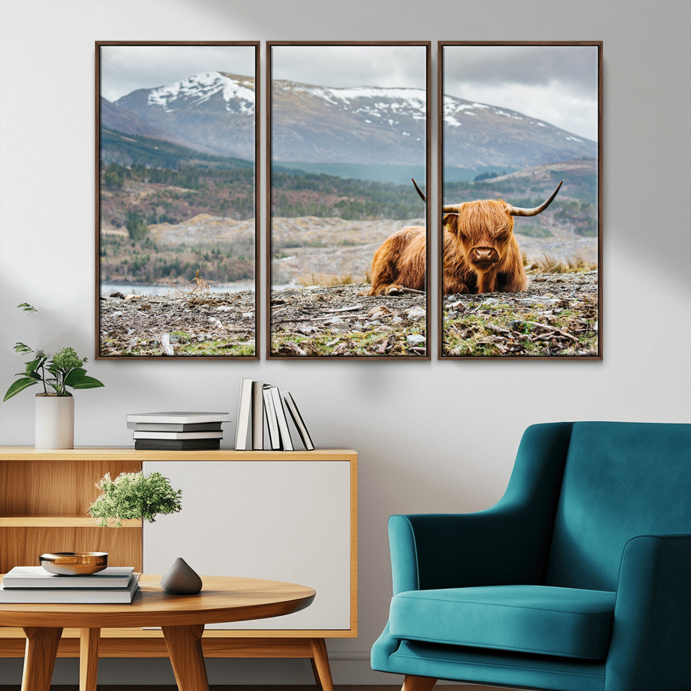 -Highland Cow Horn Farm Wall Art Canvas Print