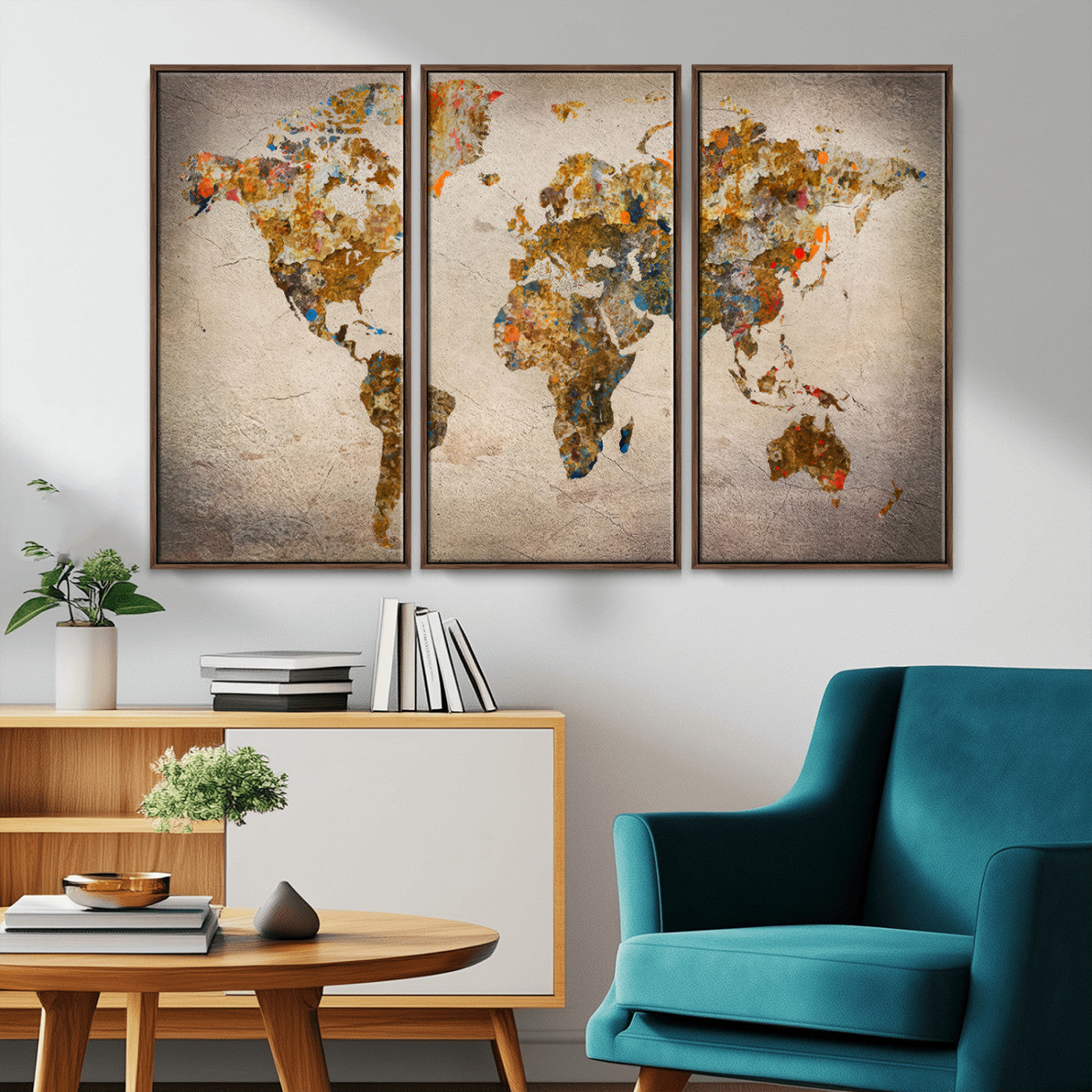 MGV-FC-48X32-3P - Push Pin World Map Canvas Print – Framed Wall Art for Couples to Track Their Travels – Anniversary