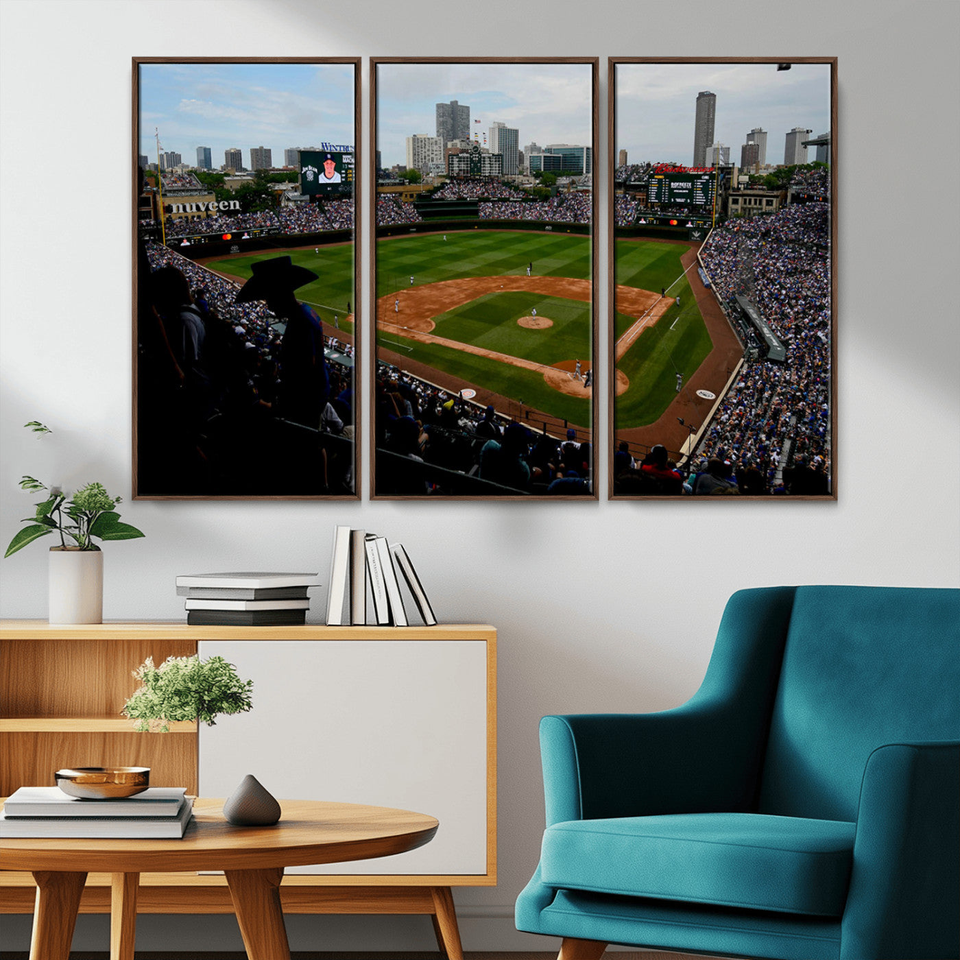 MGV-FC-48X32-3P - Chicago Cubs Baseball Team Print - Wrigley Field Stadium Wall Art Canvas Print