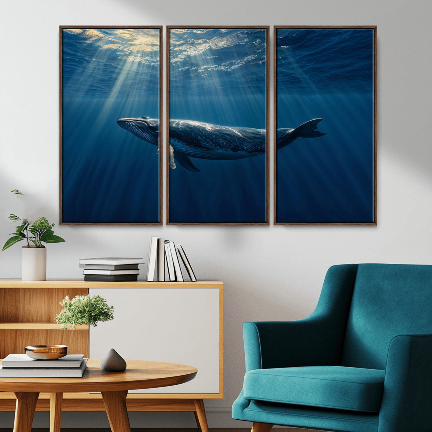 -Whale under Ocean Wall Art Canvas Print
