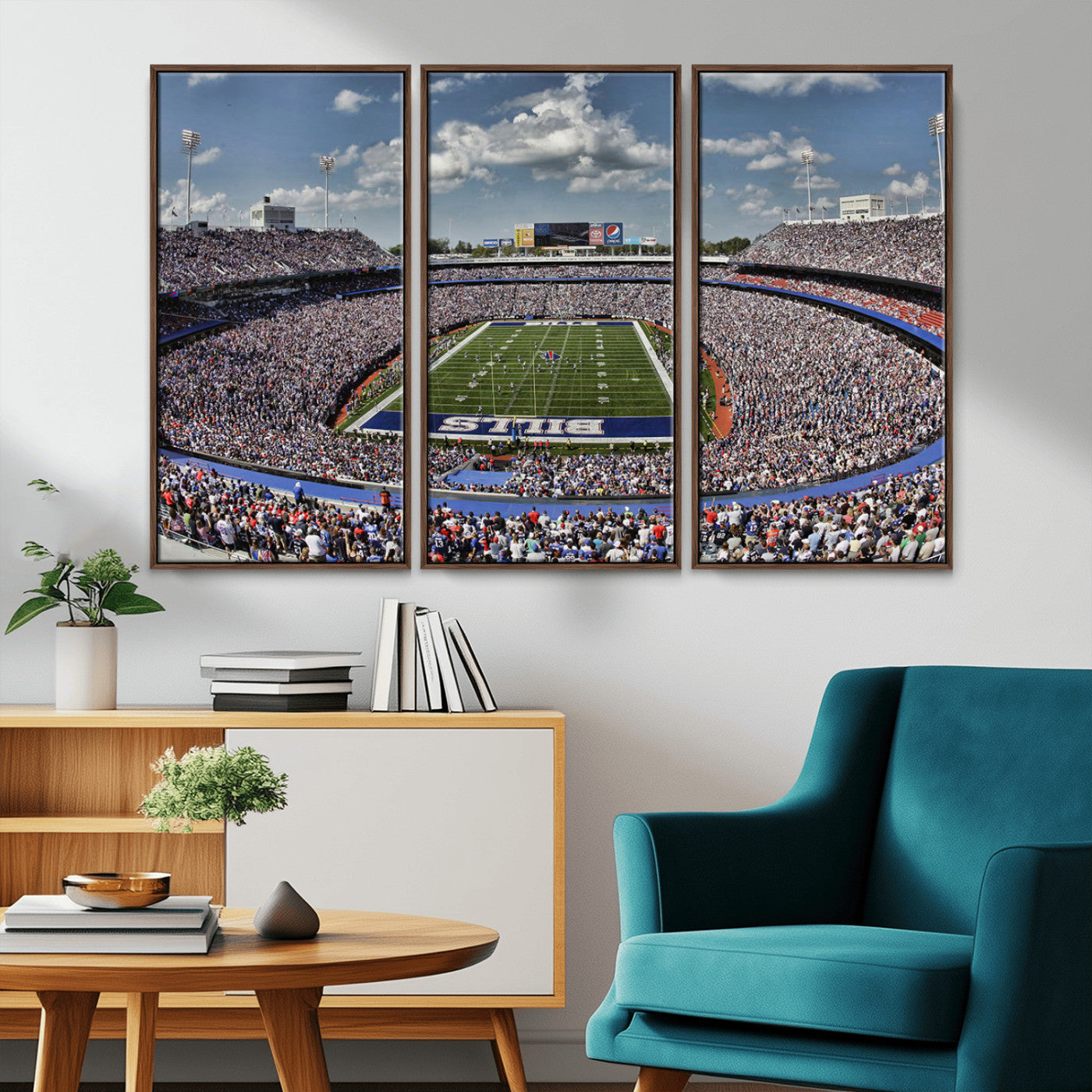 MGV-FC-48X32-3P - Buffalo Bills Highmark Stadium Wall Art Canvas Print - Bills Stadium Game Day Triple Canvas Wall Art - Buffalo Bills NFL Match
