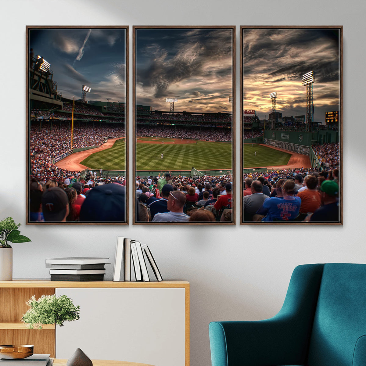 53432-MGV-CV-36X24 - Boston Red Sox Baseball Team Print, Massachusetts Fenway Park Stadium Wall Art Canvas Print