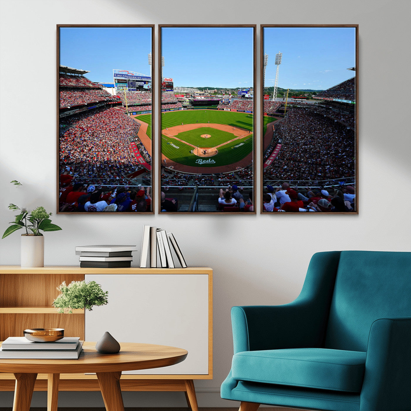 MGV-FC-48X32-3P - Cincinnati Reds Baseball Team Print - Great American Ball Park Stadium Wall Art Canvas Print