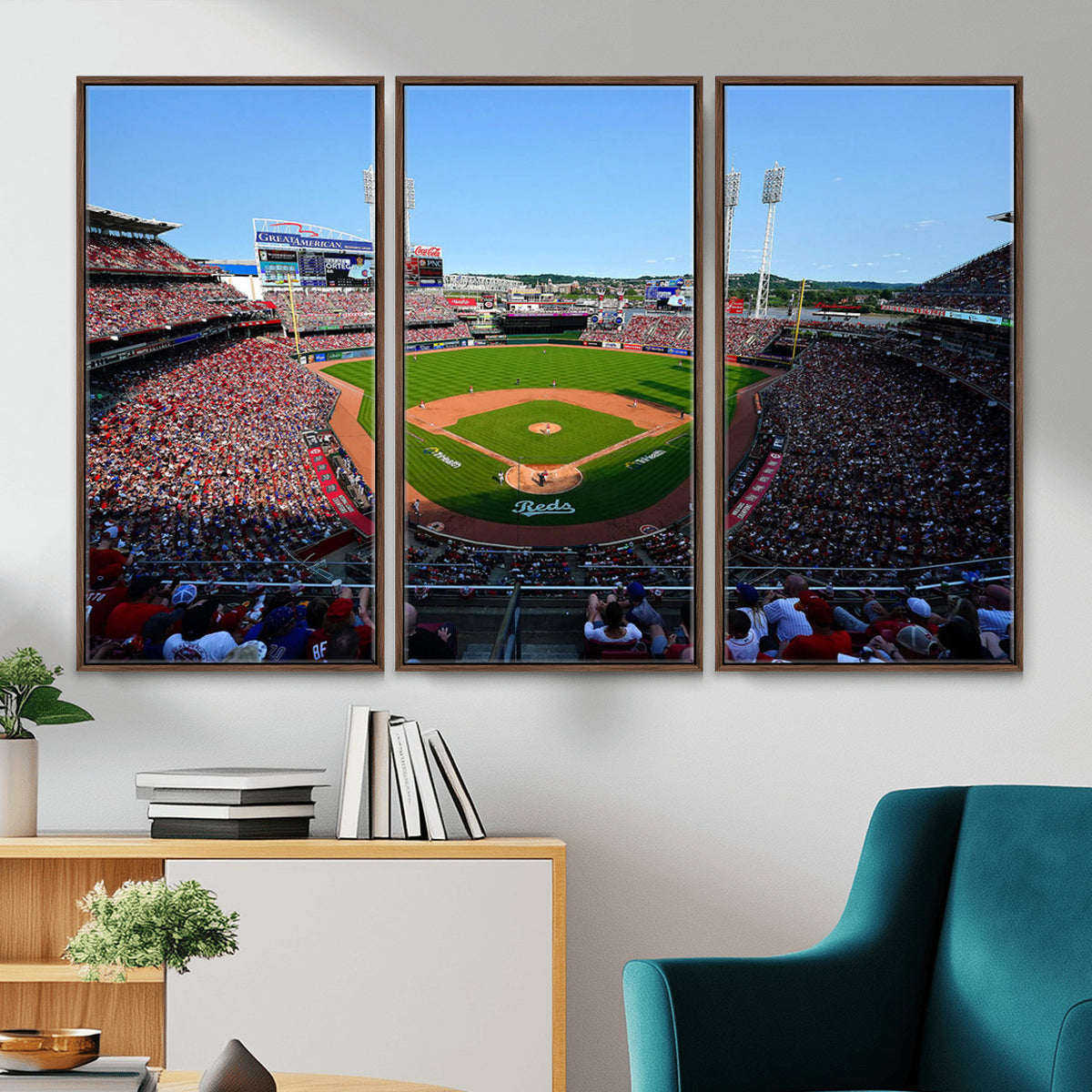 90998-MGV-CV-36X24 - Cincinnati Reds Baseball Canvas Print | Great American Ball Park Stadium Wall Art