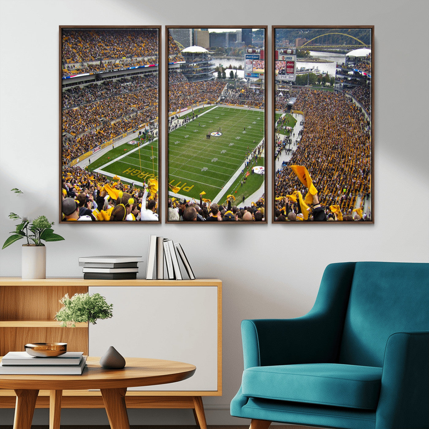 MGV-FC-48X32-3P - Pittsburgh Steelers Football Team Print - Pittsburgh Heinz Field Stadium Wall Art Canvas Print