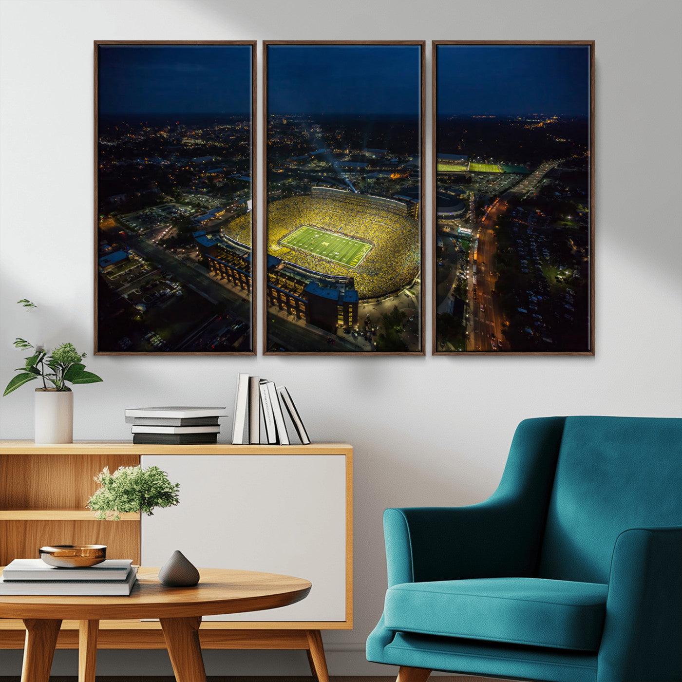 MGV-FC-48X32-3P - Michigan Wolverines Football Team Print - Michigan Stadium Wall Art Canvas Print