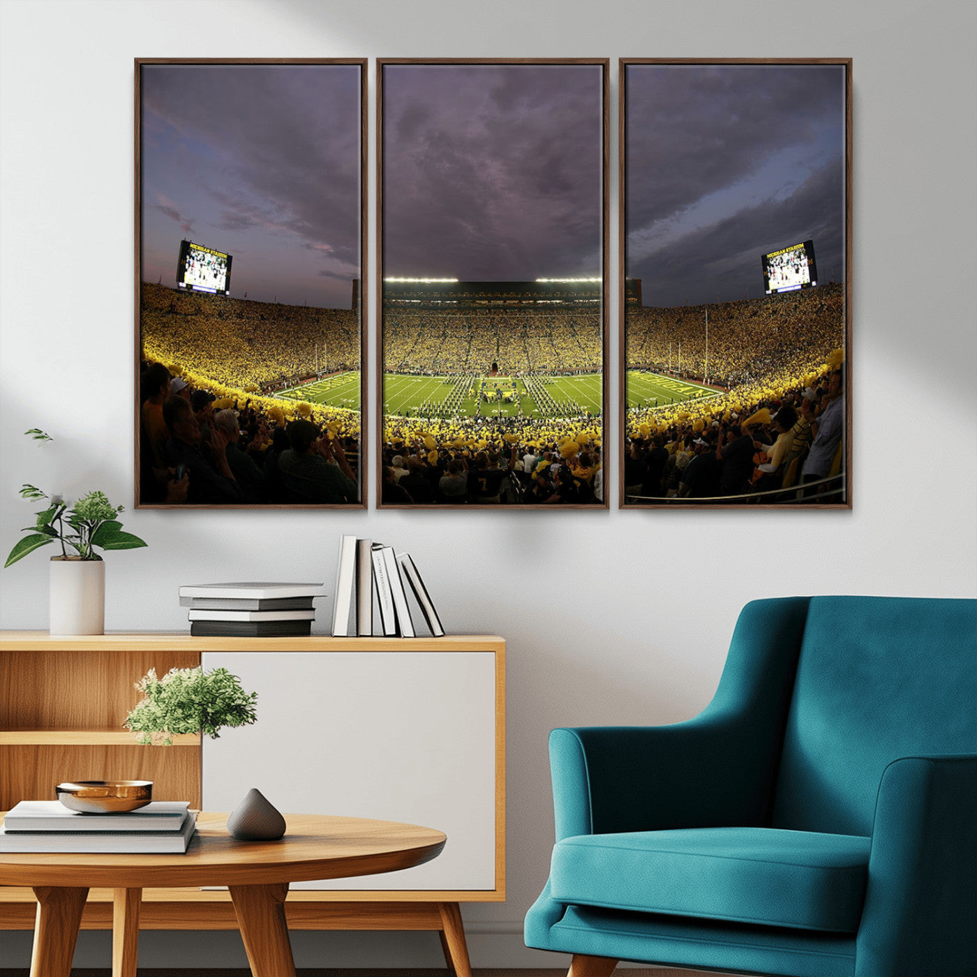 MGV-FC-48X32-3P - Michigan Wolverines Football Team Print - Michigan Stadium Wall Art Canvas Print