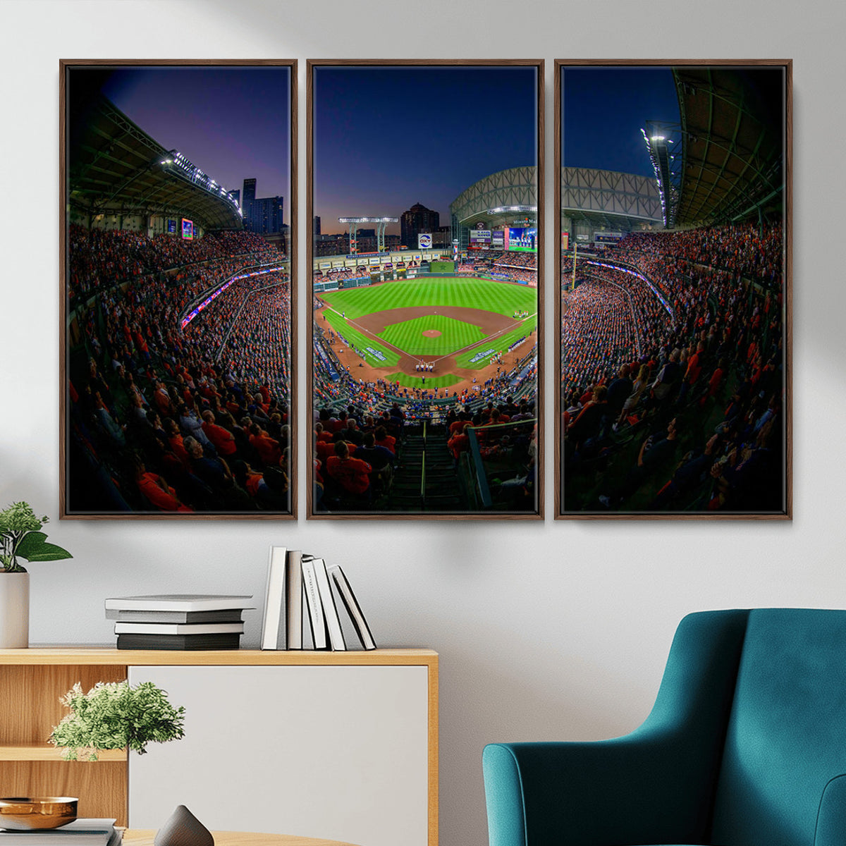44322-MGV-CV-36X24 - Houston Astros Baseball Print Canvas, Houston Minute Maid Park Stadium Wall Art