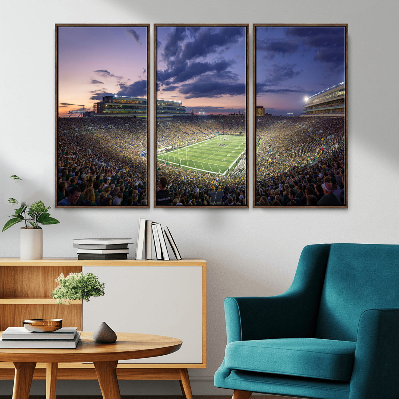 MGV-FC-48X32-3P - Notre Dame Fighting Irish Football Team Print - Notre Dame Stadium Wall Art Canvas Print