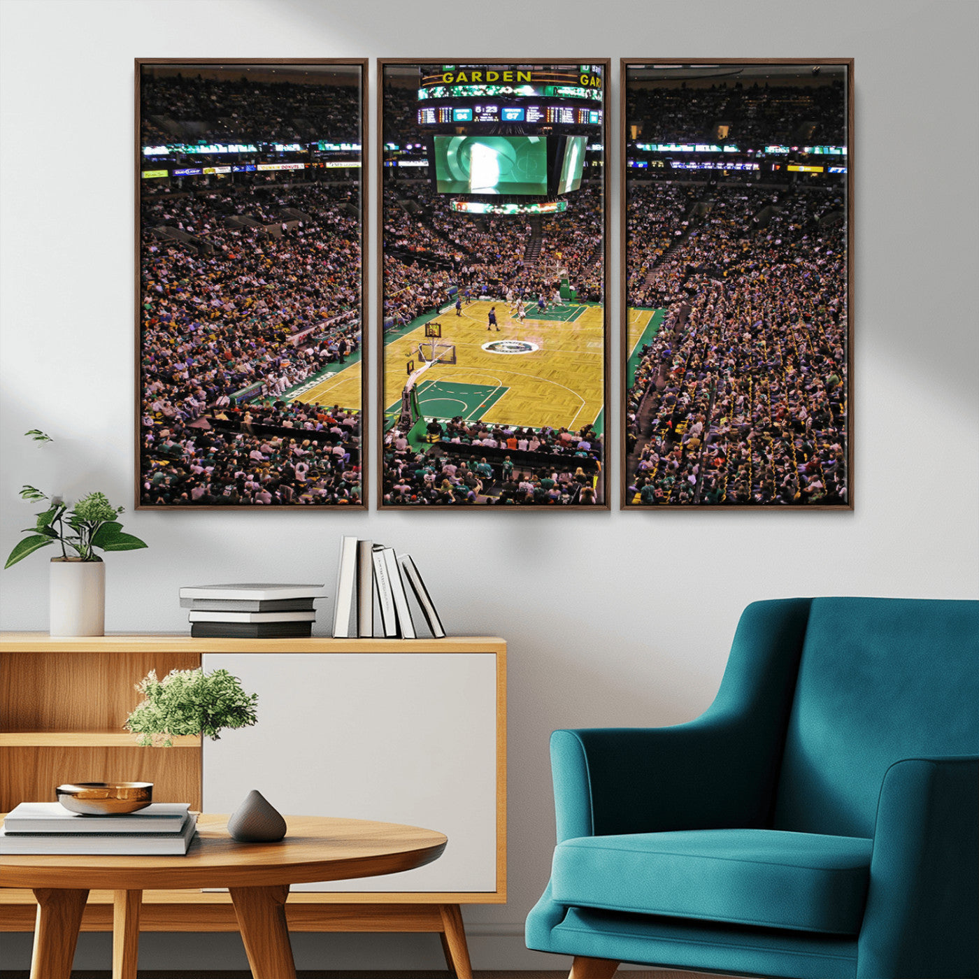 -TD Garden Basketball Canvas Wall Art - Boston Celtics Live Action - Framed - Ready to Hang