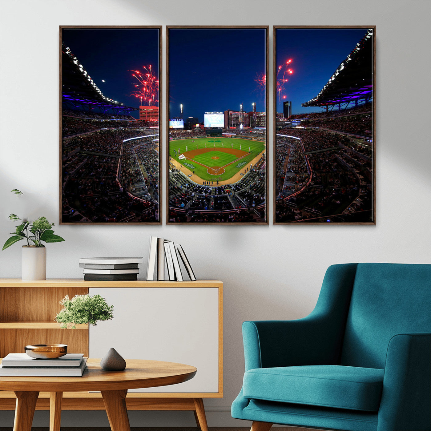 MGV-FC-48X32-3P - Truist Park Atlanta Braves Baseball Stadium Wall Art Print | Large 3-Panel Canvas Print for Sports